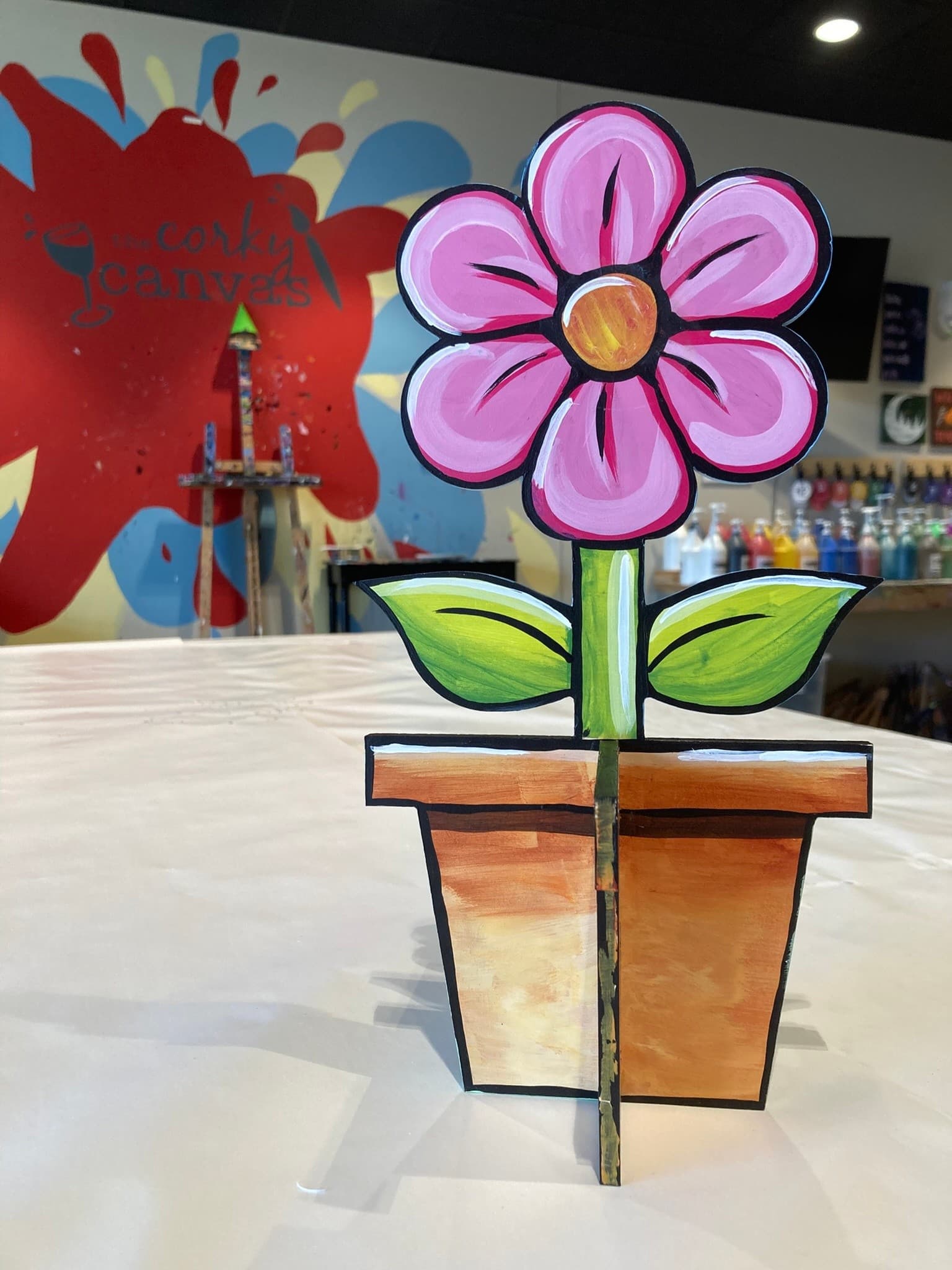 3D Flower Pot Paint-and-Sip Workshop in Omaha — corkycanvas 2-Hour Class