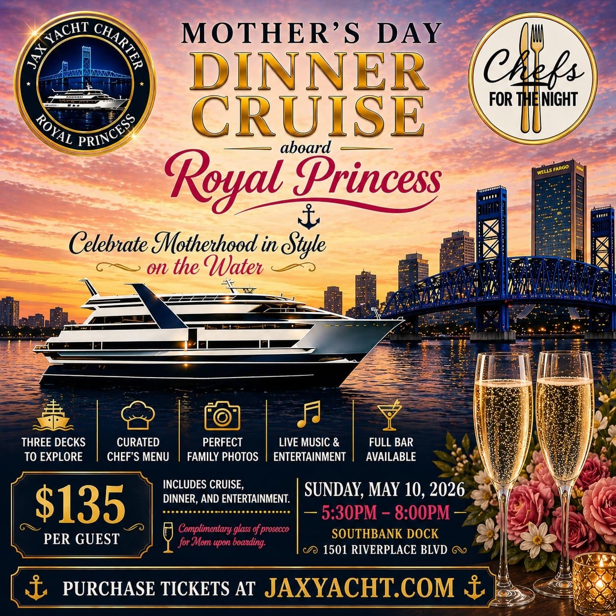 Mother's Day Dinner Cruise on the St. Johns River with Royal Princess