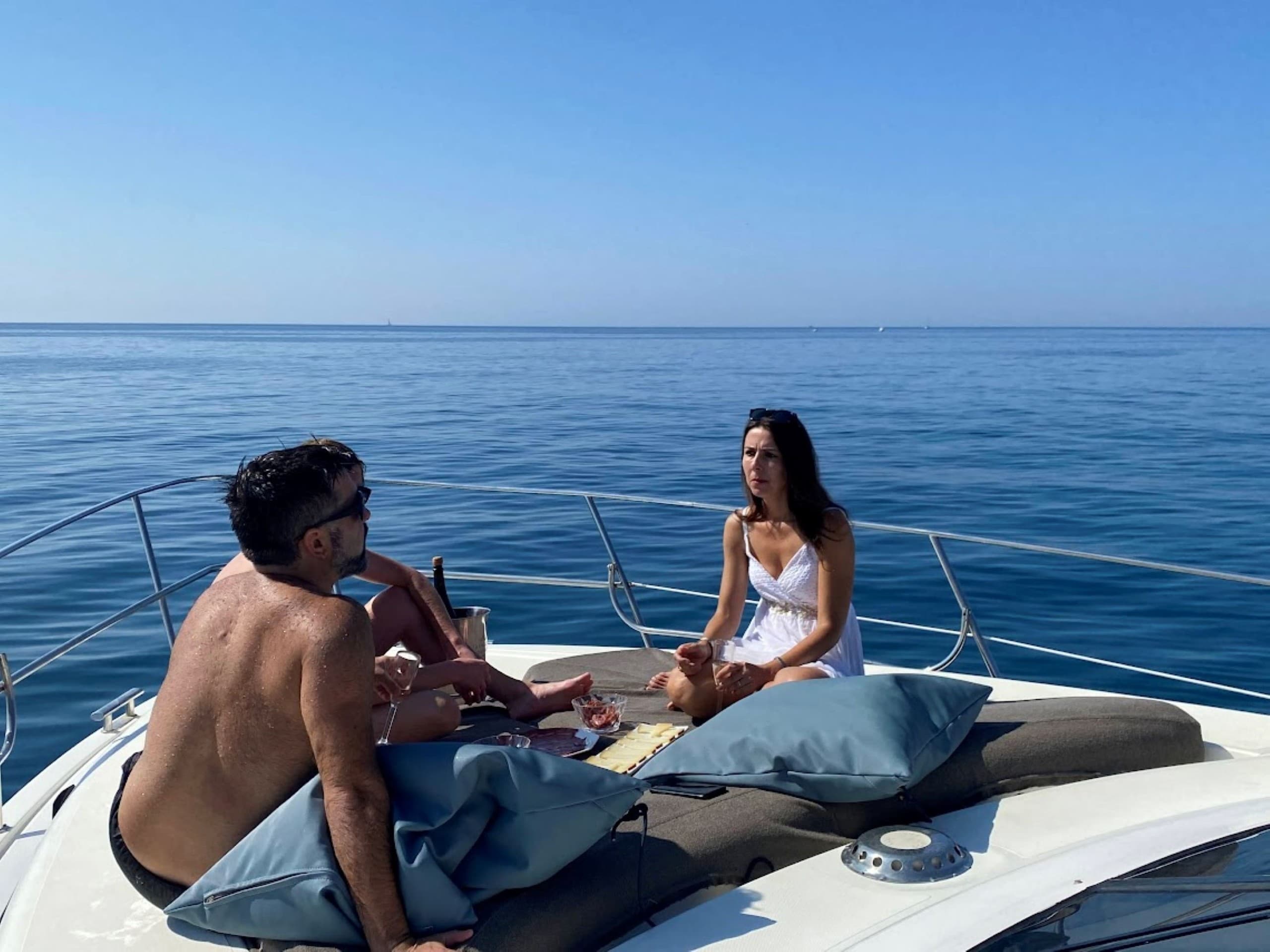 Sunset on the Azimut 46: Private Luxury Motor Yacht Cruise Off Barcelona