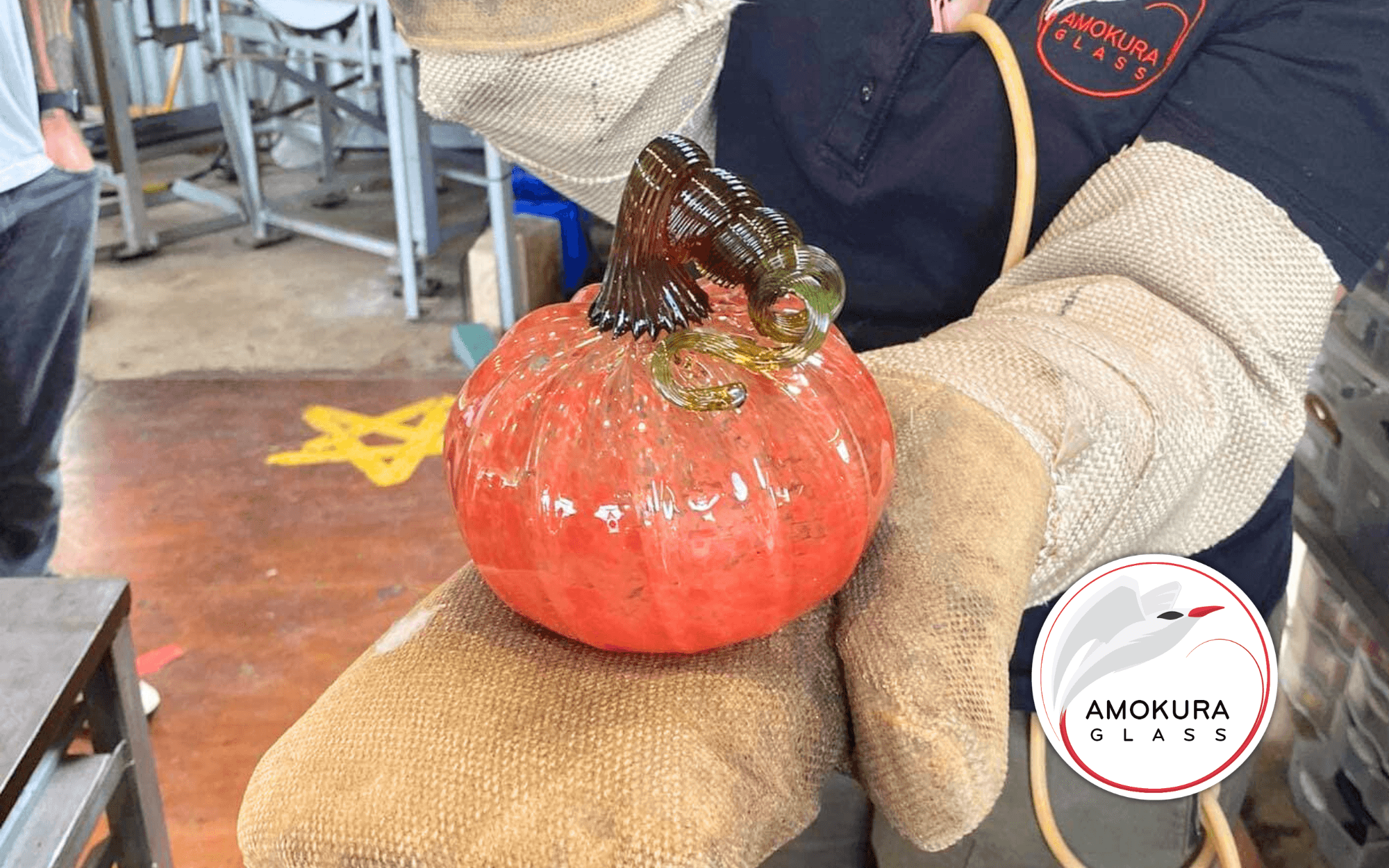 Glassblowing Pumpkin Workshop by Amokura Glass in Rotorua