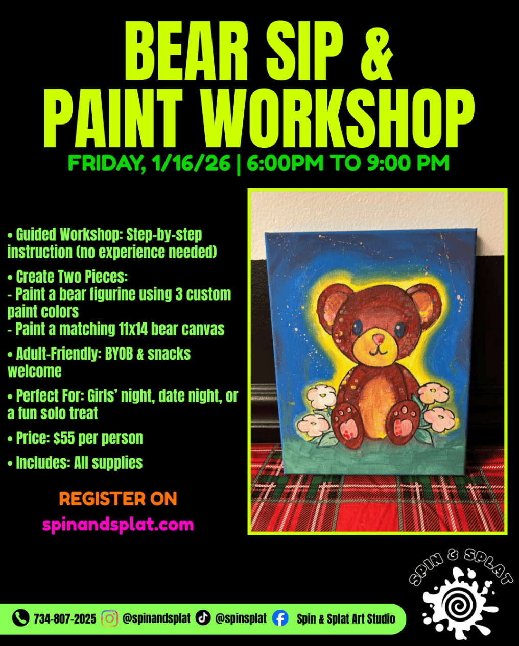 Bear Sip, Paint & Pour: Hands-On Evening Workshop in Toledo’s Maker Scene
