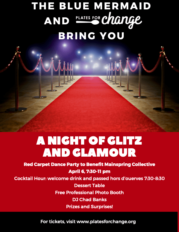 Red carpet indoor gala poster advertising a charity benefit night