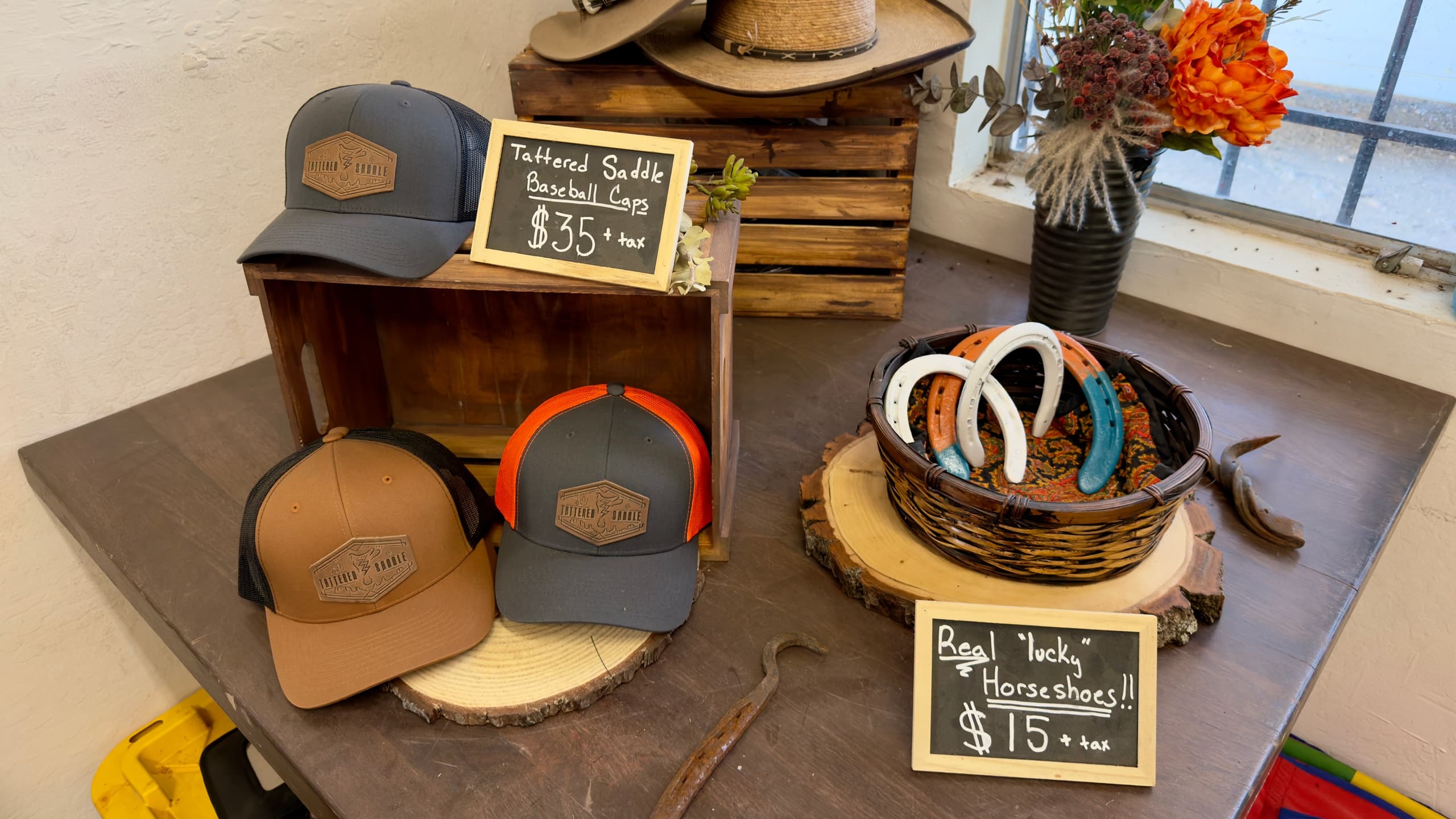 Livermore Leather-Patch Trucker Hats & Lucky Horseshoes Near Poudre Canyon