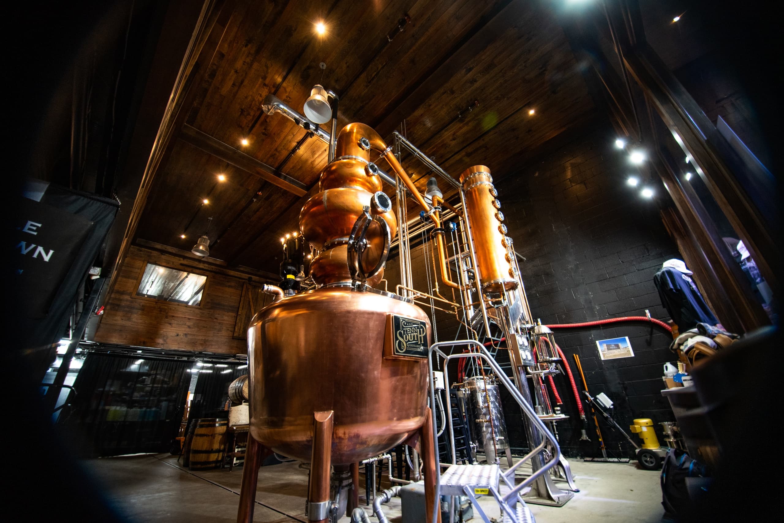 Copper still and distillation equipment in craft distillery