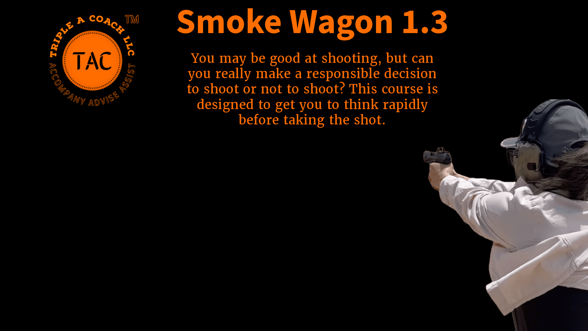 Tactical pistol shooter firing at an outdoor range during training