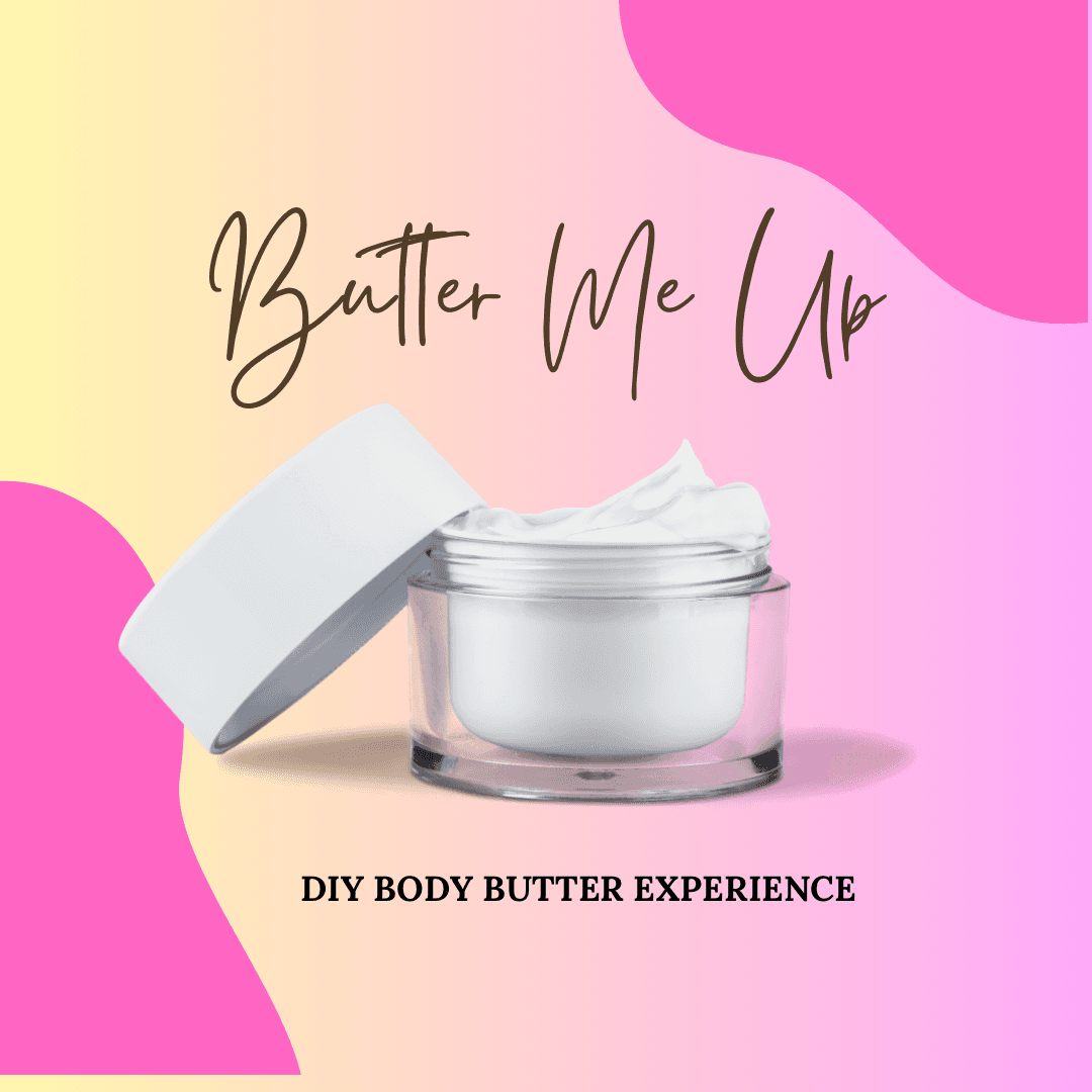 Jar of body butter on pastel studio background for DIY skincare