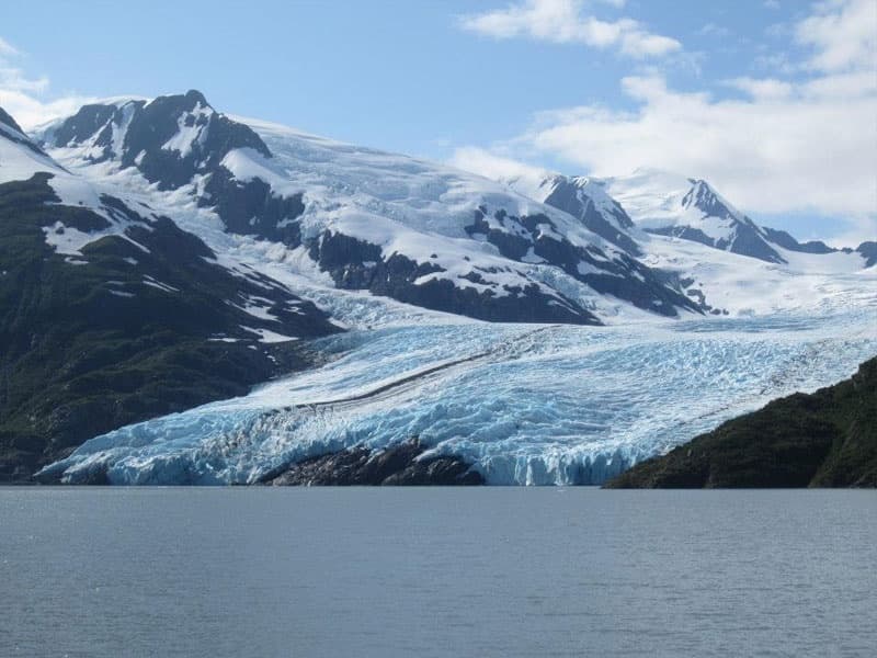 Wide glacier expanse and ice cliffs ideal for glacier tours