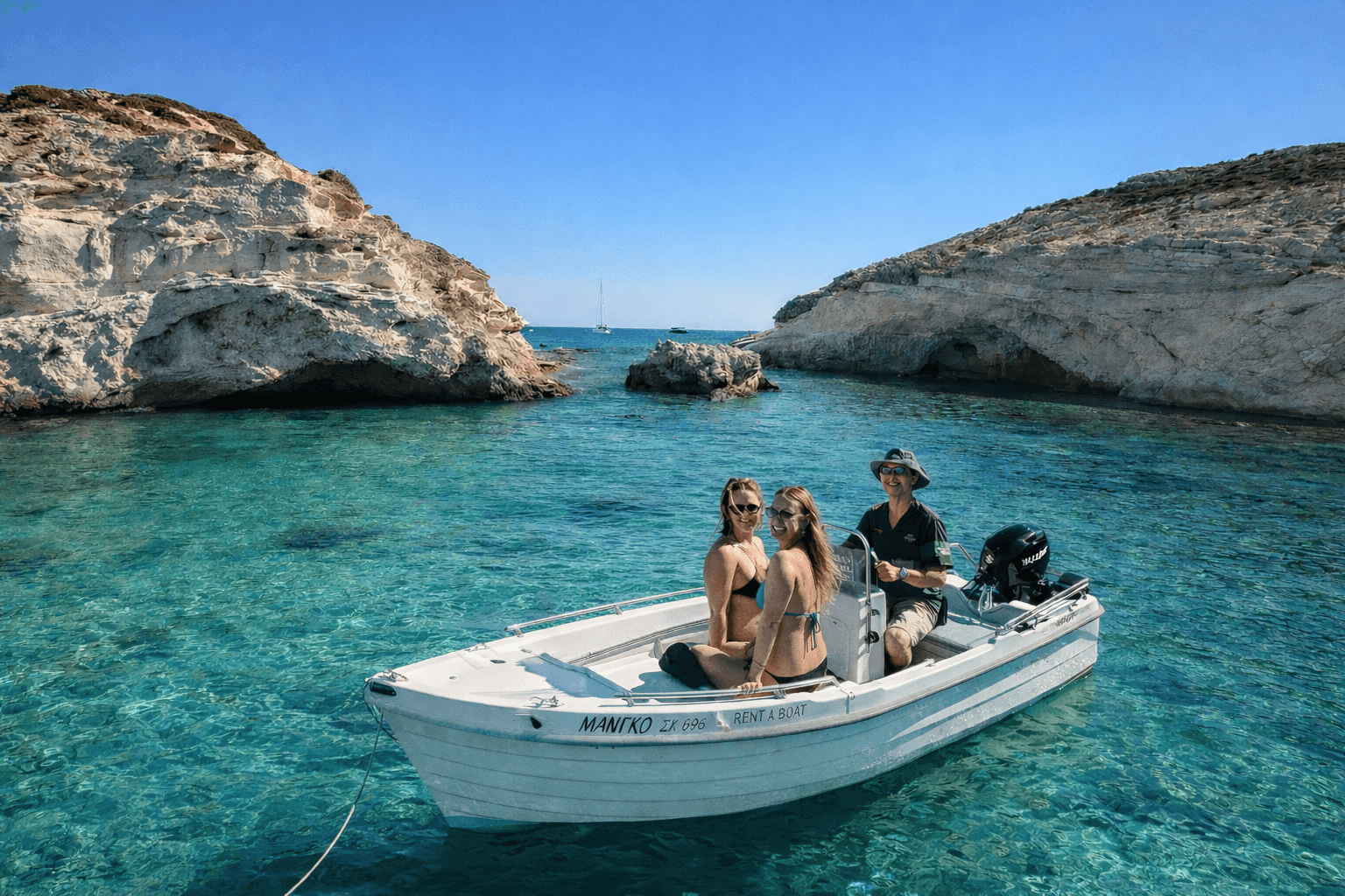 Pilot FunBoat Mango in Milos: Kleftiko, Tsigrado & Secret Aegean Beaches photo 2