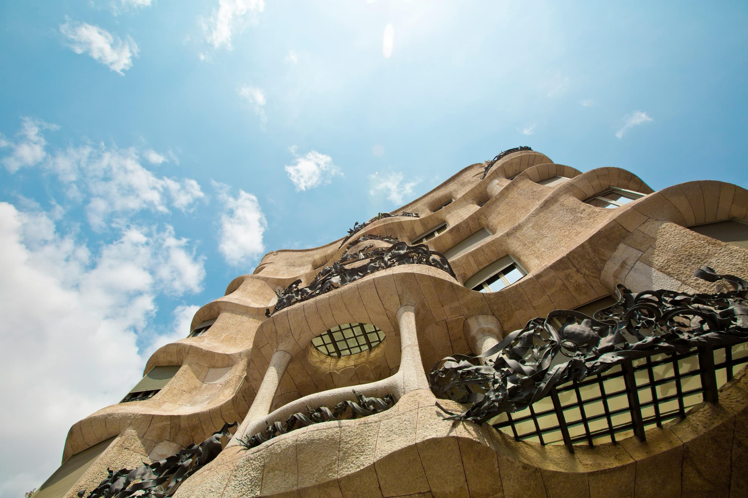 Gaudi Casa Mila building facade, architectural walking tour