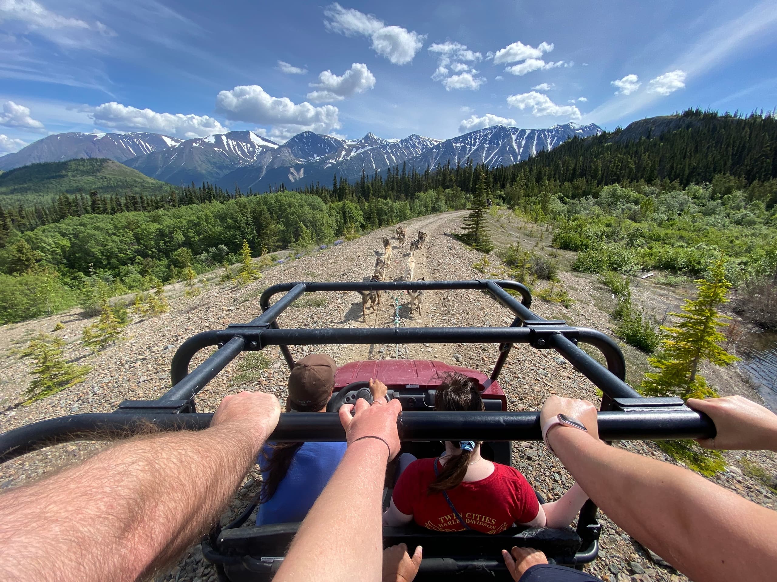 UTV off-road adventure on alpine trail in Alaska, rider POV