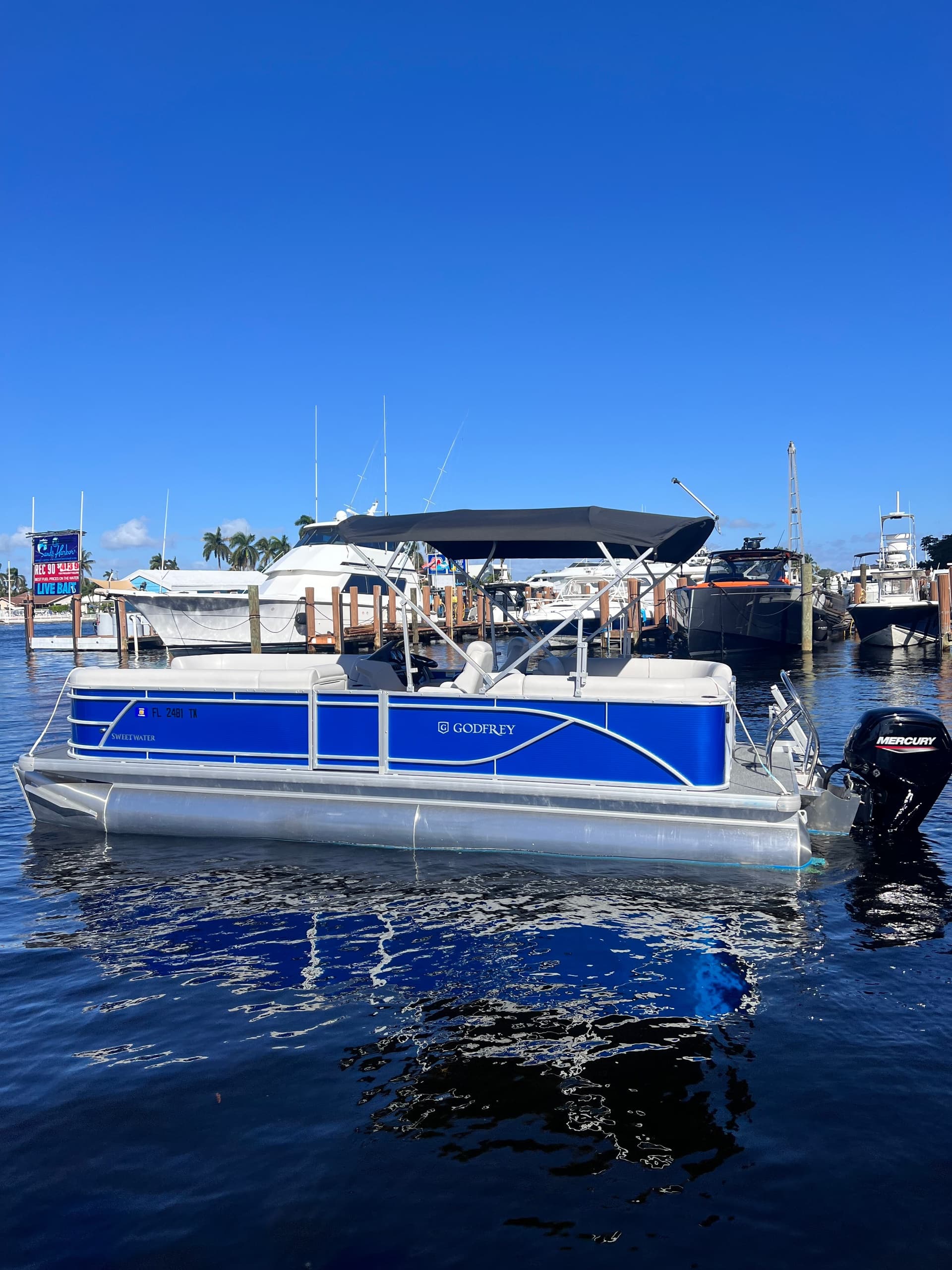 Explore Pompano Beach on a 24' Bluetoon Pontoon Boat