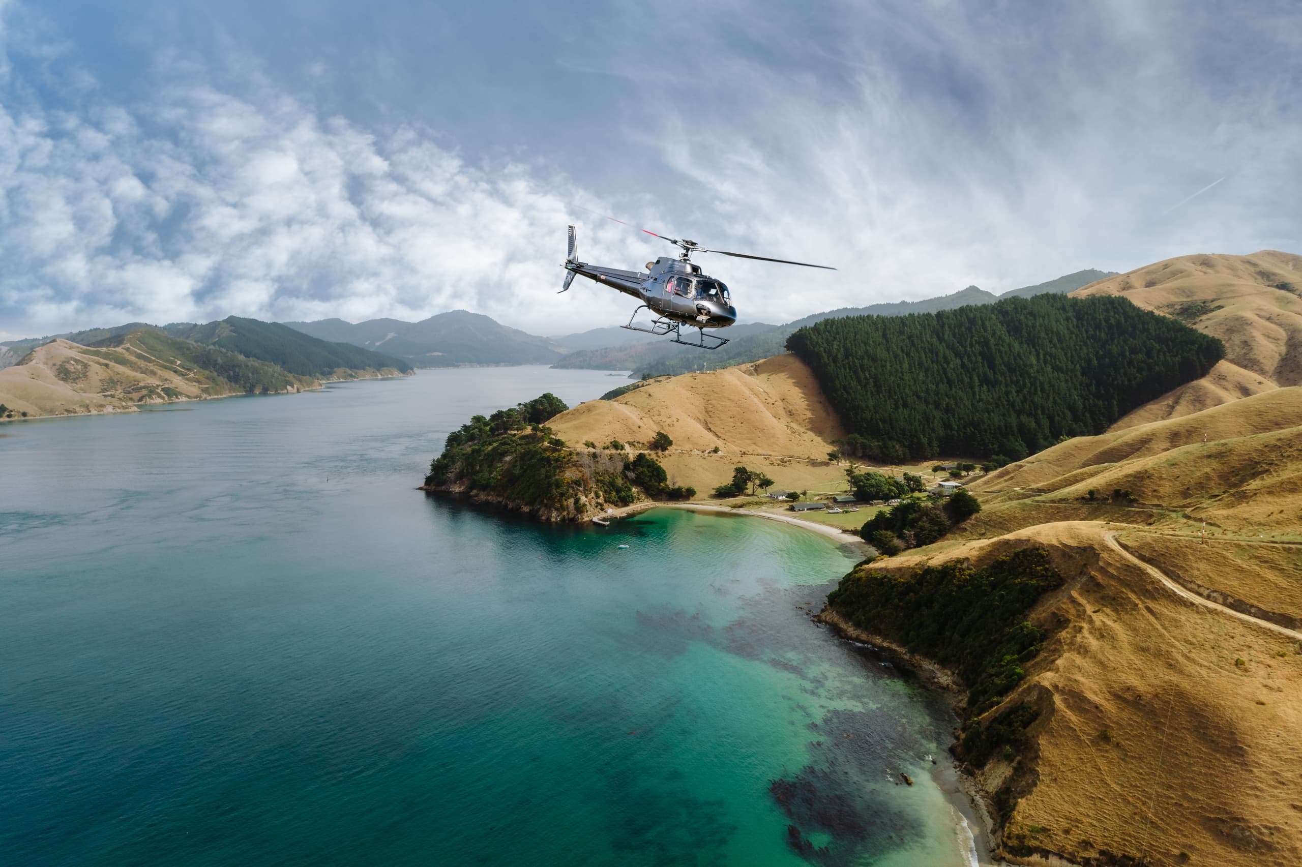 Helicopter Transfers to Arapawa Blue Pearls with Helicopters Nelson