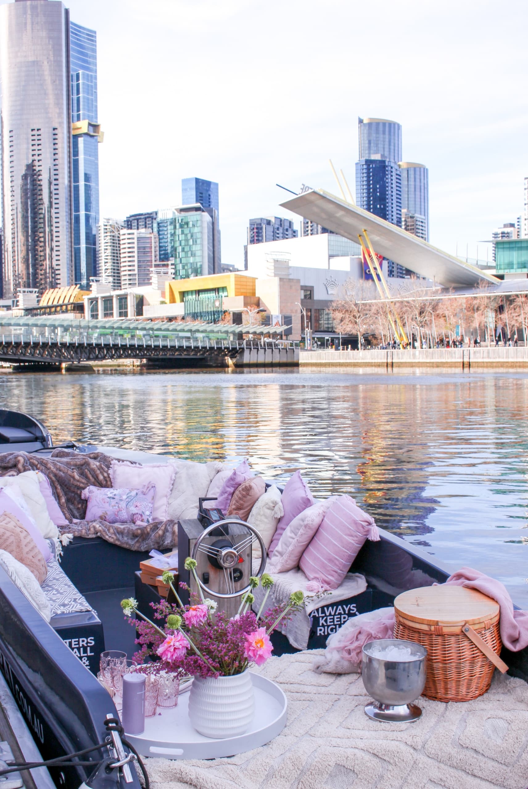 Yarra River Luxury Picnic with ON A BOAT at Docklands
