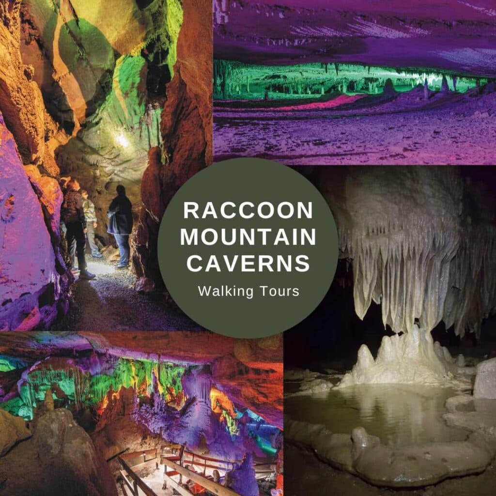 Visitors exploring Raccoon Mountain Caverns on guided walking tours