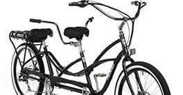 Black-and-white tandem cruiser bicycle illustration product image