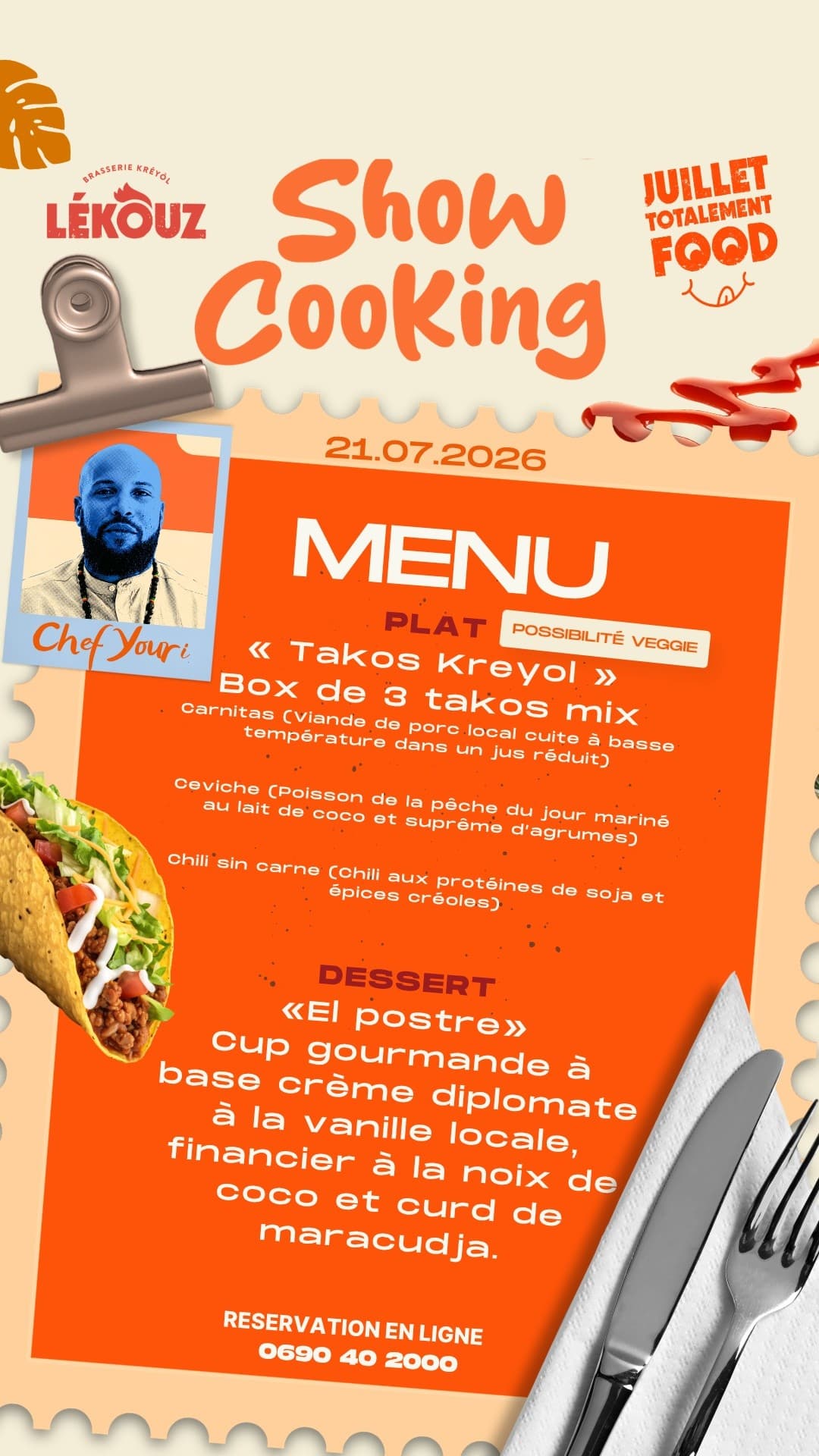Creole Show-Cooking with Chef Youri in Goyave: Takos Kreyol & Tropical Dessert photo 1