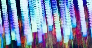 Abstract LED light installation inside an indoor art gallery display
