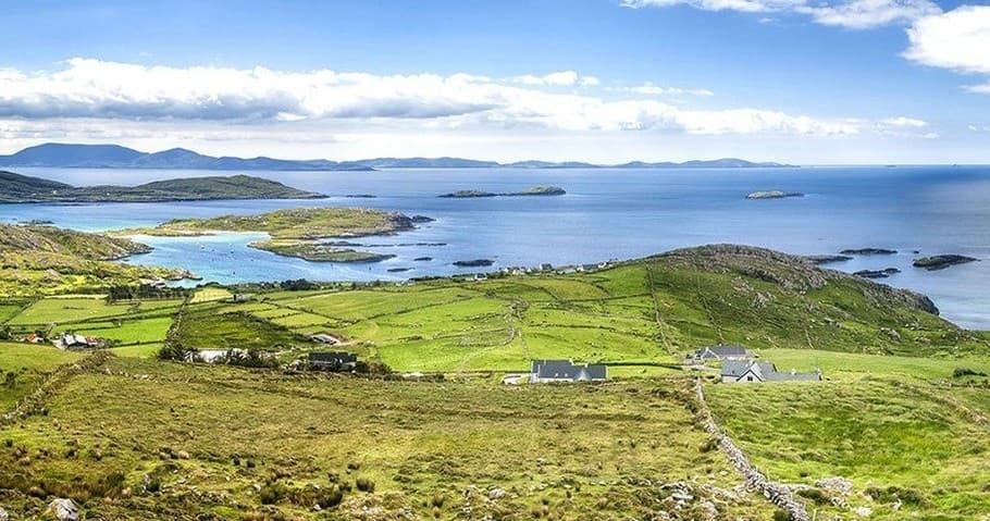 Sweeping coastal islands and rolling hills on Dingle Peninsula