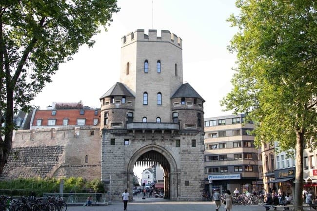 Medieval city gate and tower in Cologne historic old town