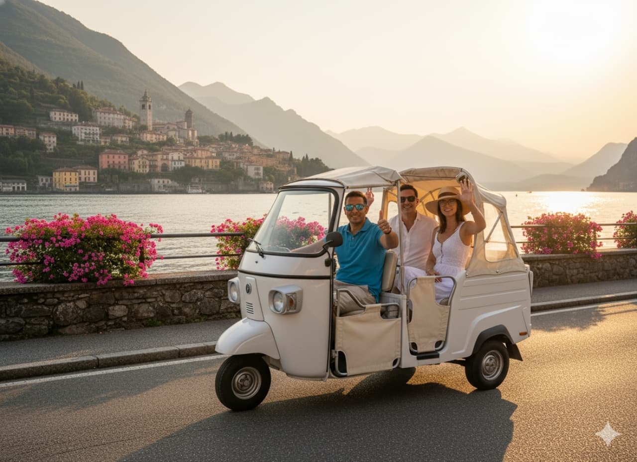 Lake Como Sunset Ride on an Ape Calessino: Prosecco & Golden Hour in Como photo 1