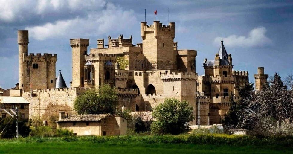 Hilltop medieval castle ruins for hiking and scenic views