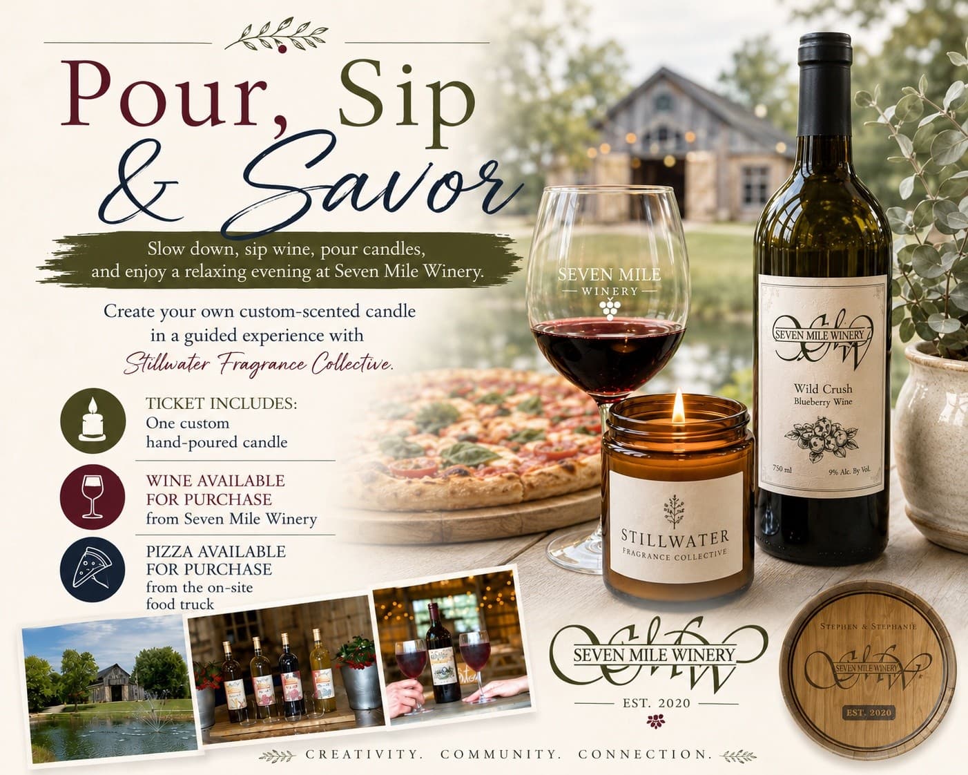 Candle Pouring & Wine Night at Seven Mile Winery: Pour, Sip & Savor in Middletown