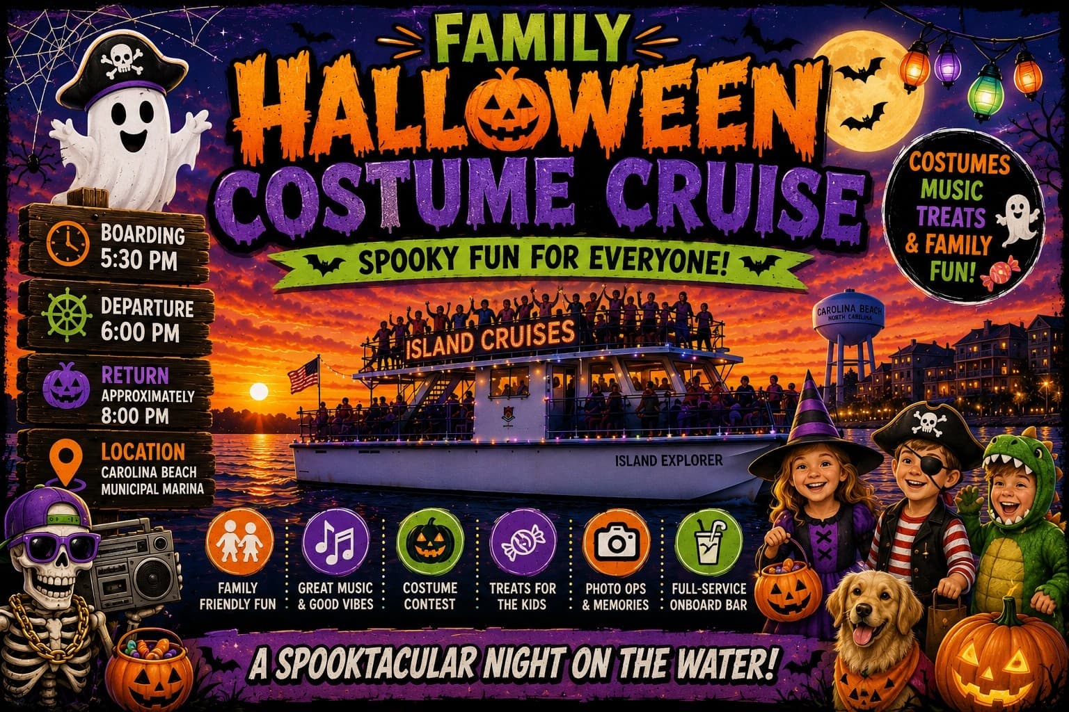 Carolina Beach Family Halloween Costume Cruise: Sunset Treats on the Cape Fear River