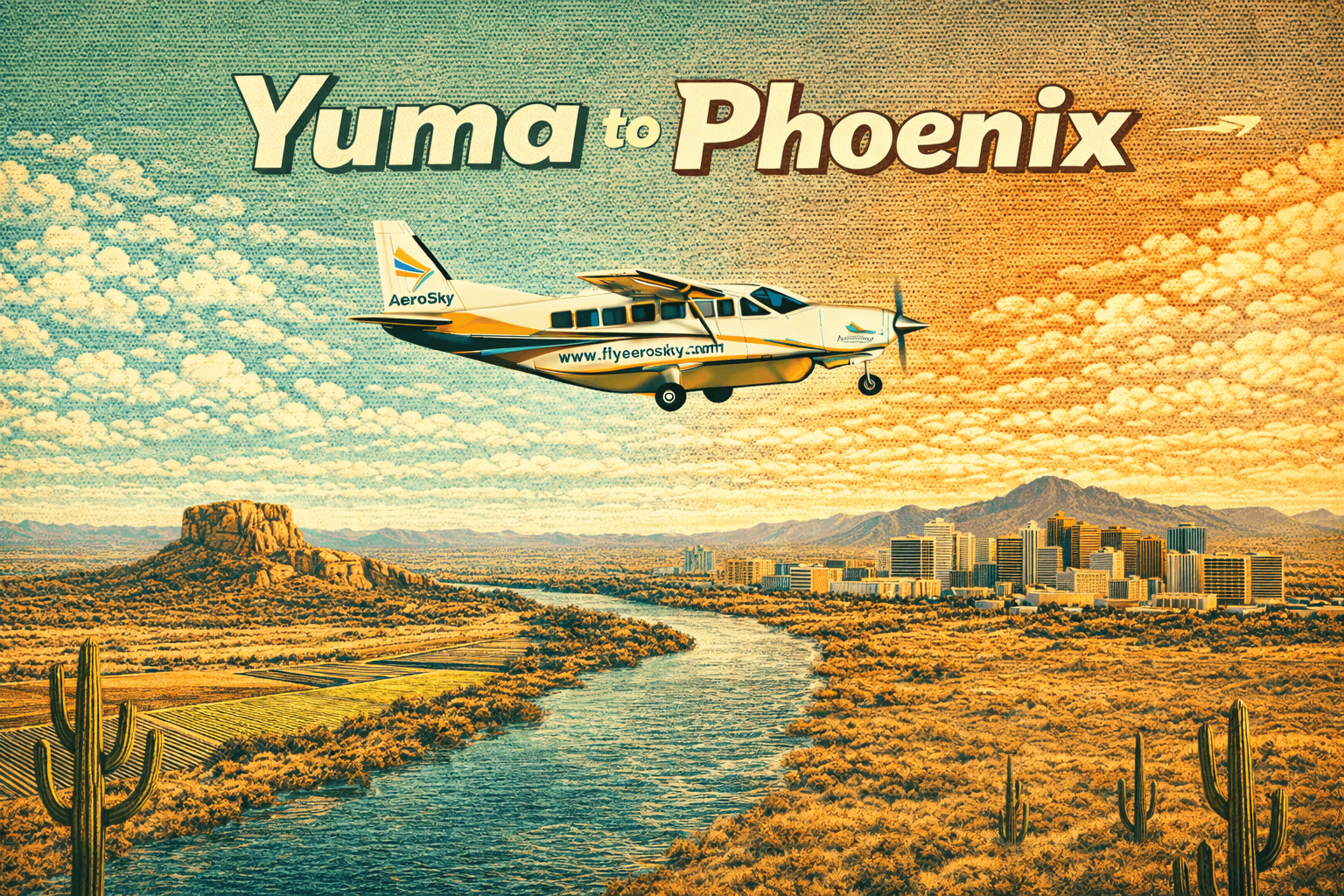 Skip the Drive: Yuma to Phoenix Private Regional Flight with Aerosky