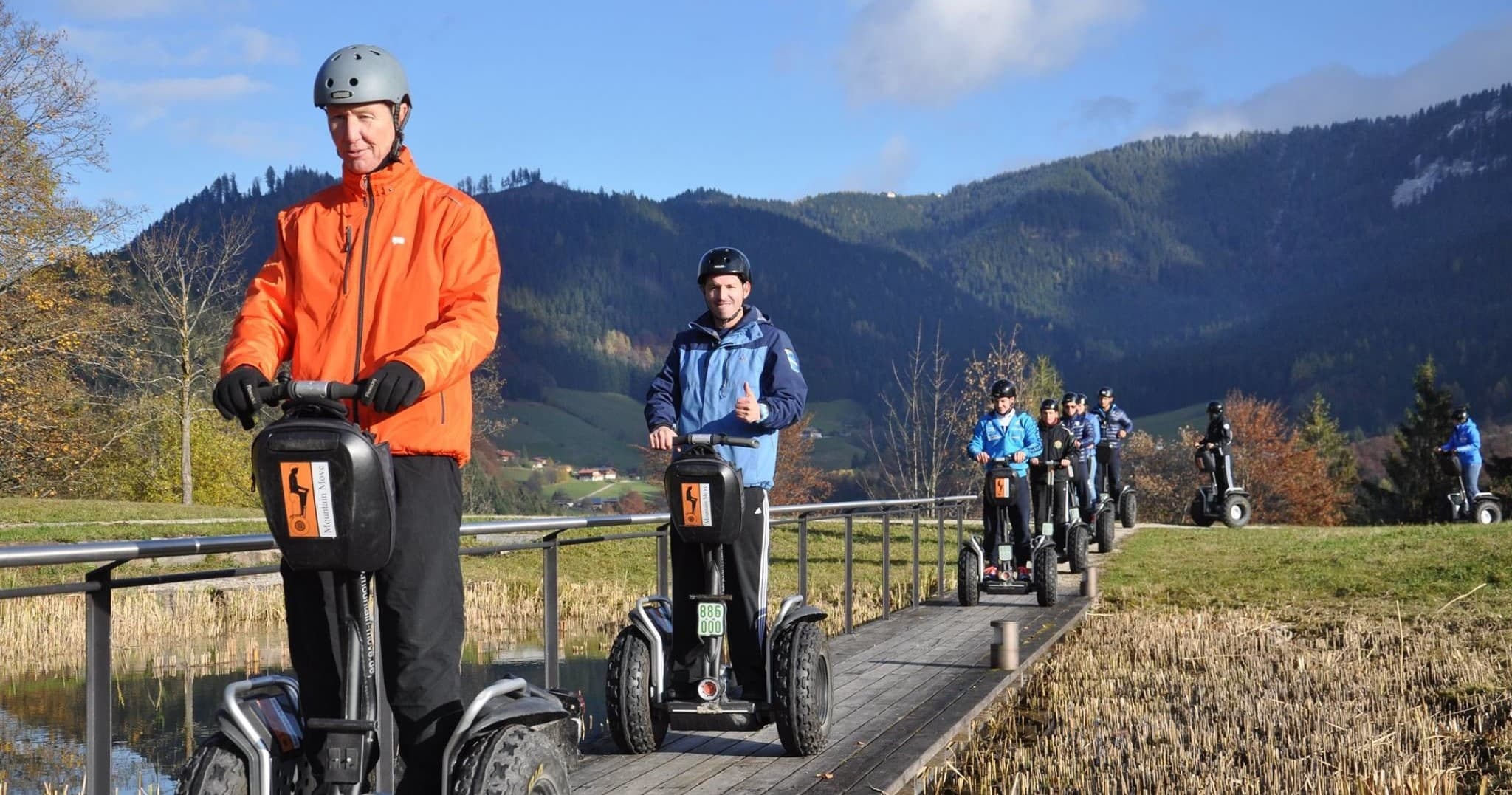 Guided Segway tour along scenic mountain trail with riders