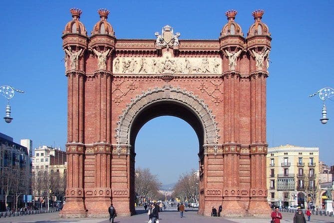 Arc de Triomf monument in Barcelona, outdoor city promenade