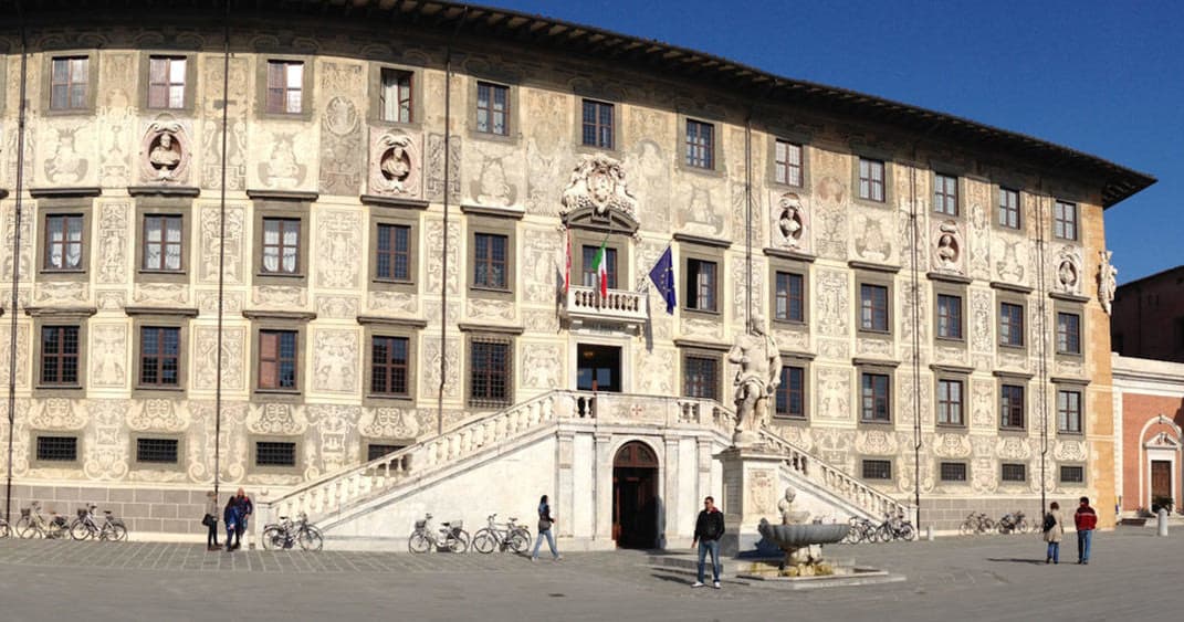 Historic Piazza dei Cavalieri building facade in Pisa square
