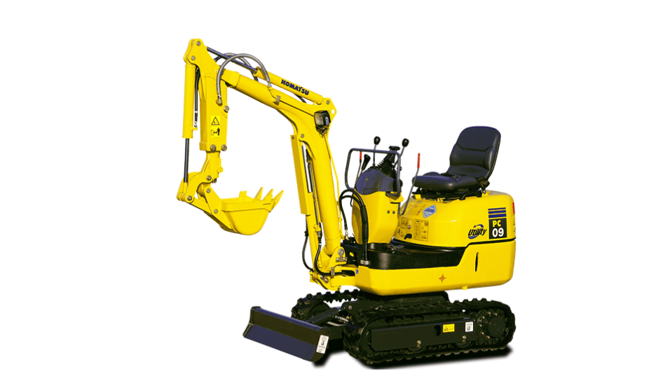 Compact yellow mini excavator for outdoor digging and landscaping