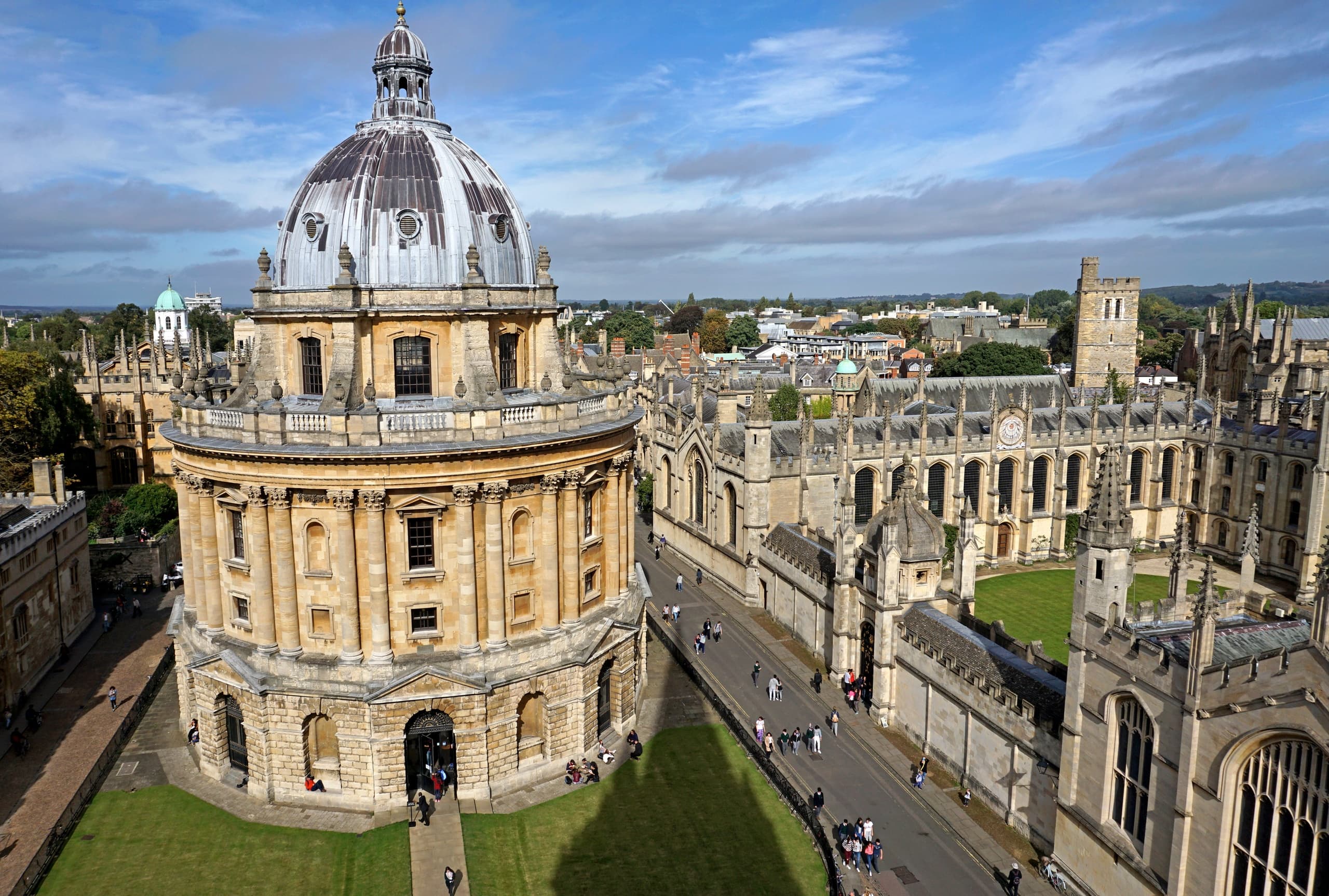 Radcliffe Camera dome and cityscape, historic Oxford view