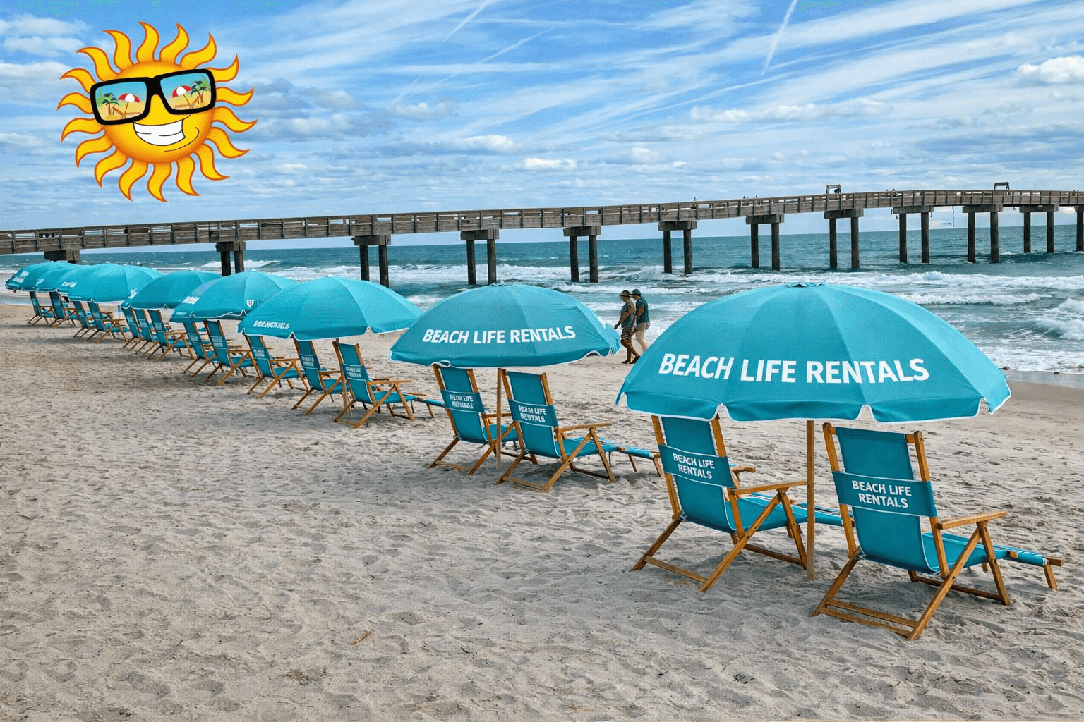 Delivered Beach Chairs and Umbrella: 2-Day Setup Service at Jacksonville Beach photo 1