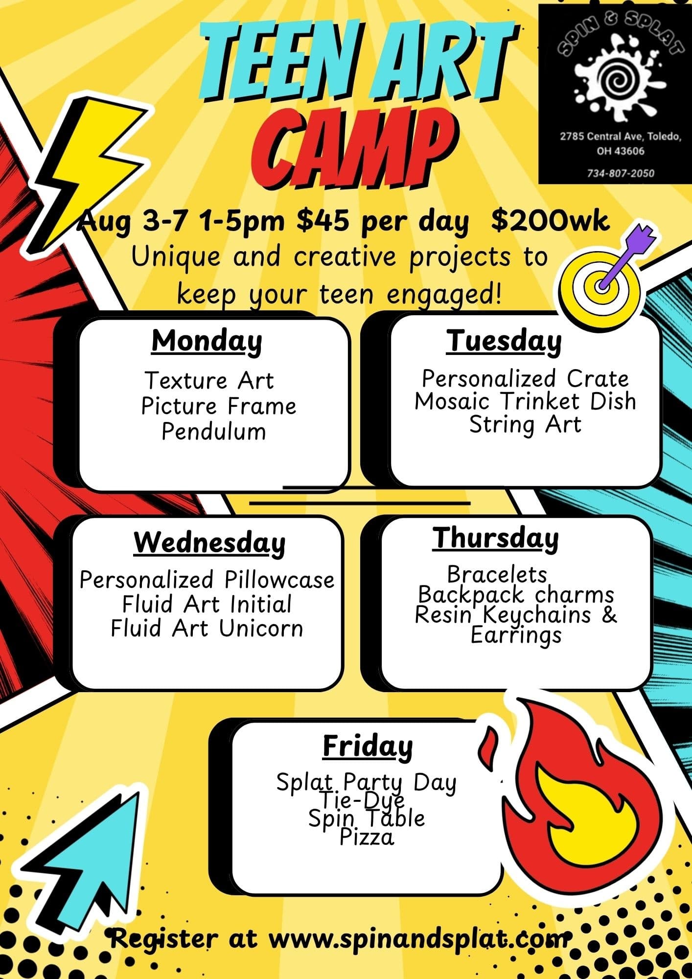 Mess, Make, and Masterpieces: Teen Art Camp at Spin & Splat in Toledo