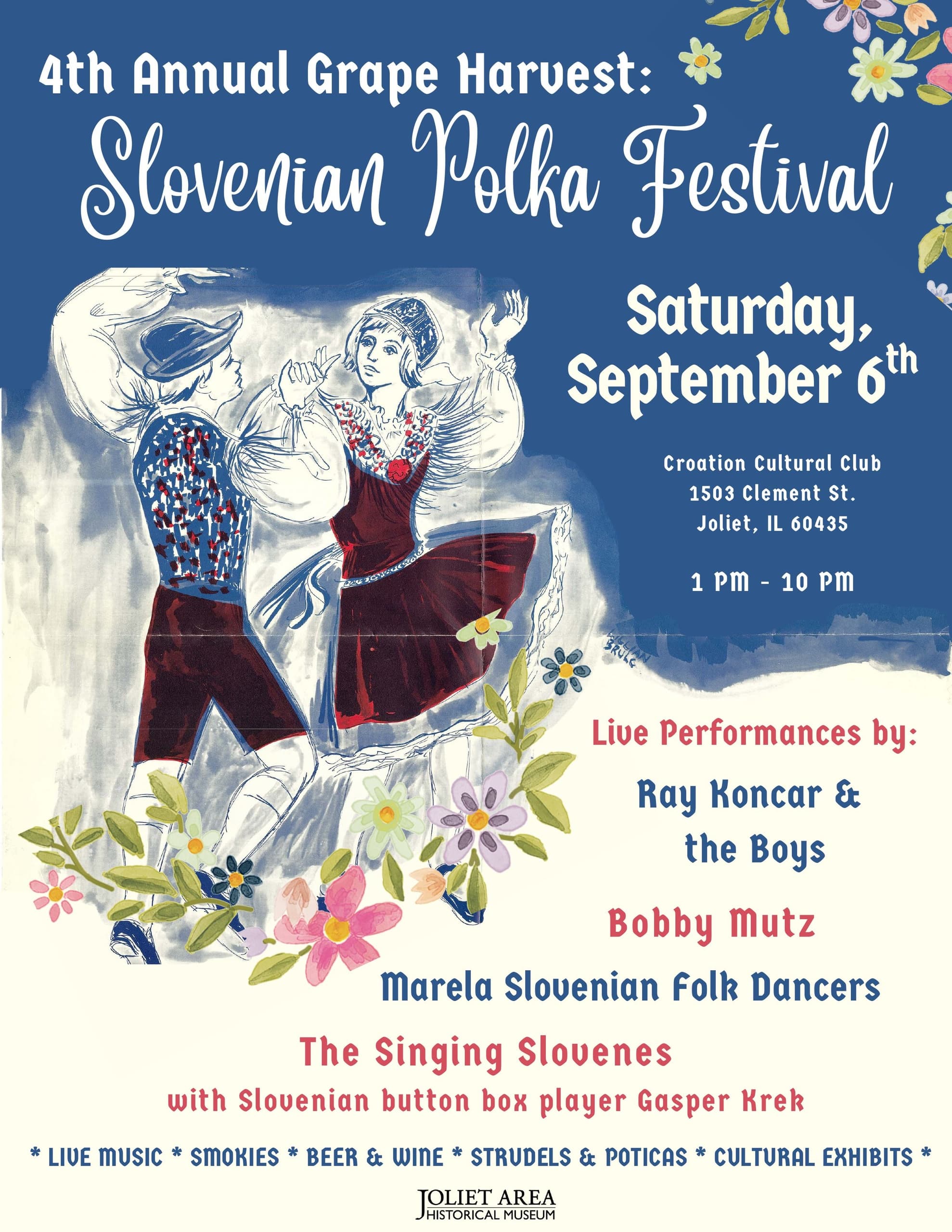 Slovenian Polka Festival poster promoting cultural event in Joliet