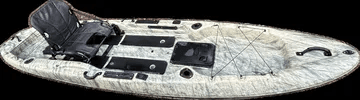 Fishing kayak with elevated seat for guided angling trips on water