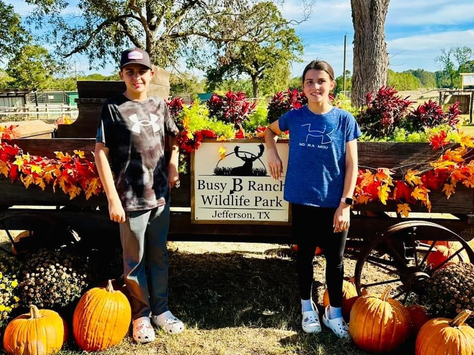 Visitors at Busy B Ranch Wildlife Park in Jefferson, TX