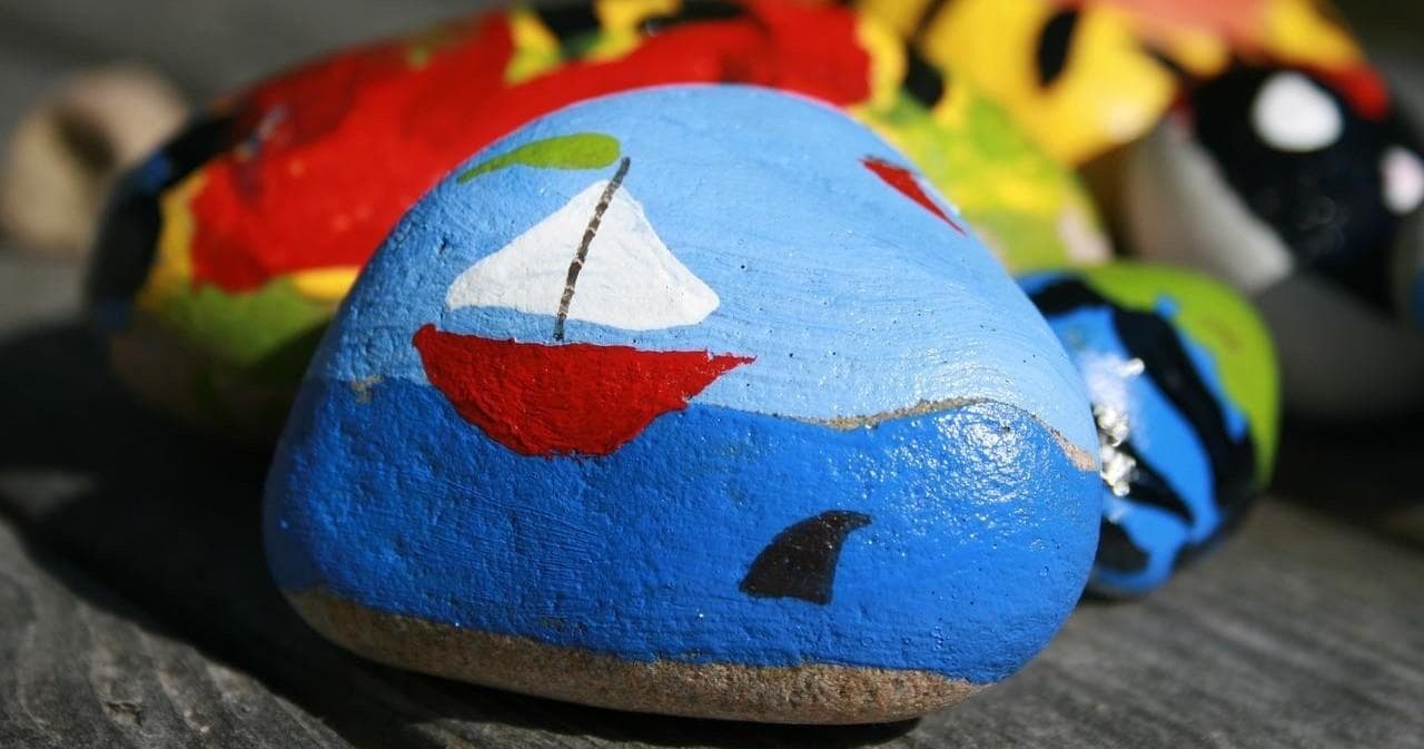 Creative Rock Painting on Tidal Beach in San Diego