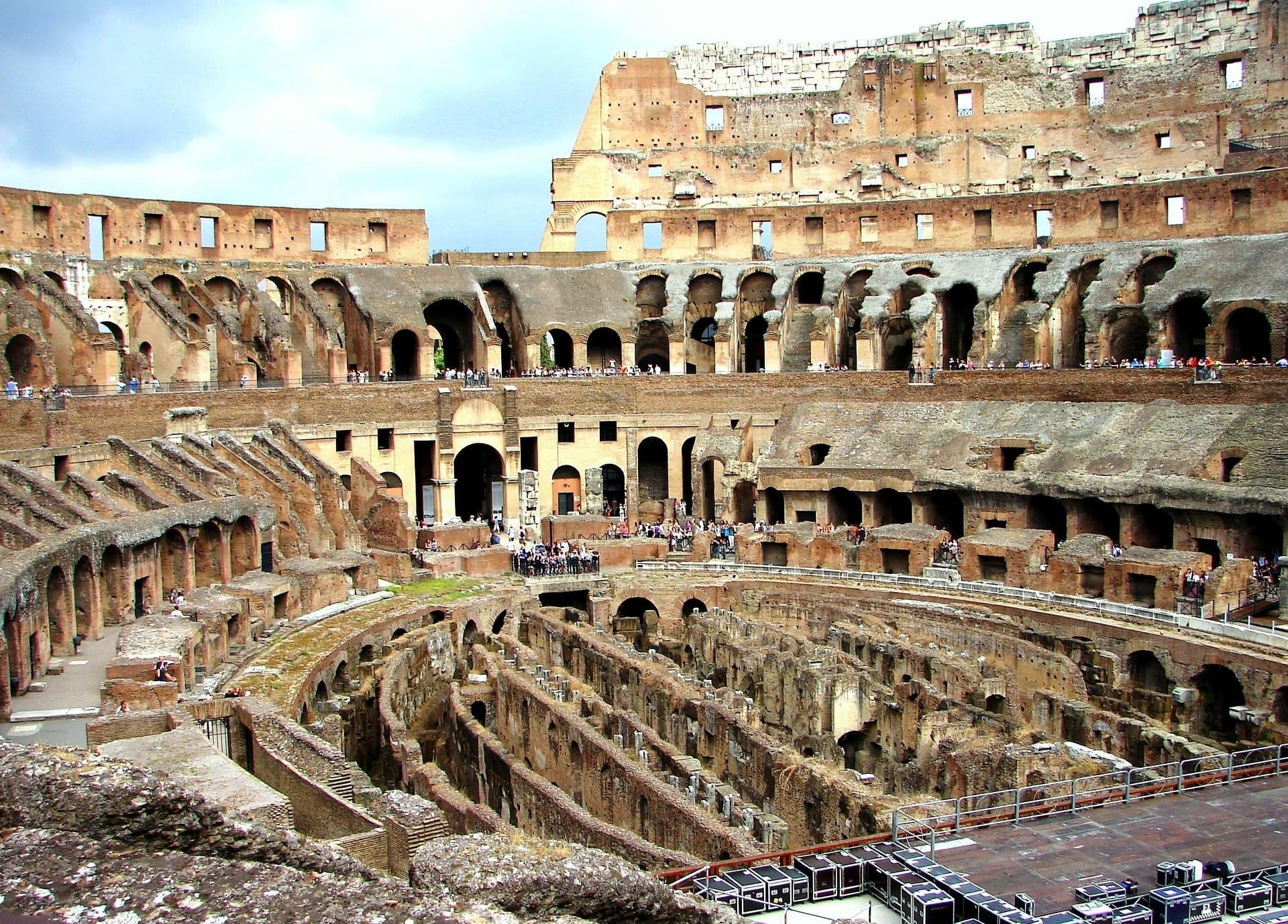 Ancient Colosseum amphitheater ruins in Rome, outdoor sightseeing