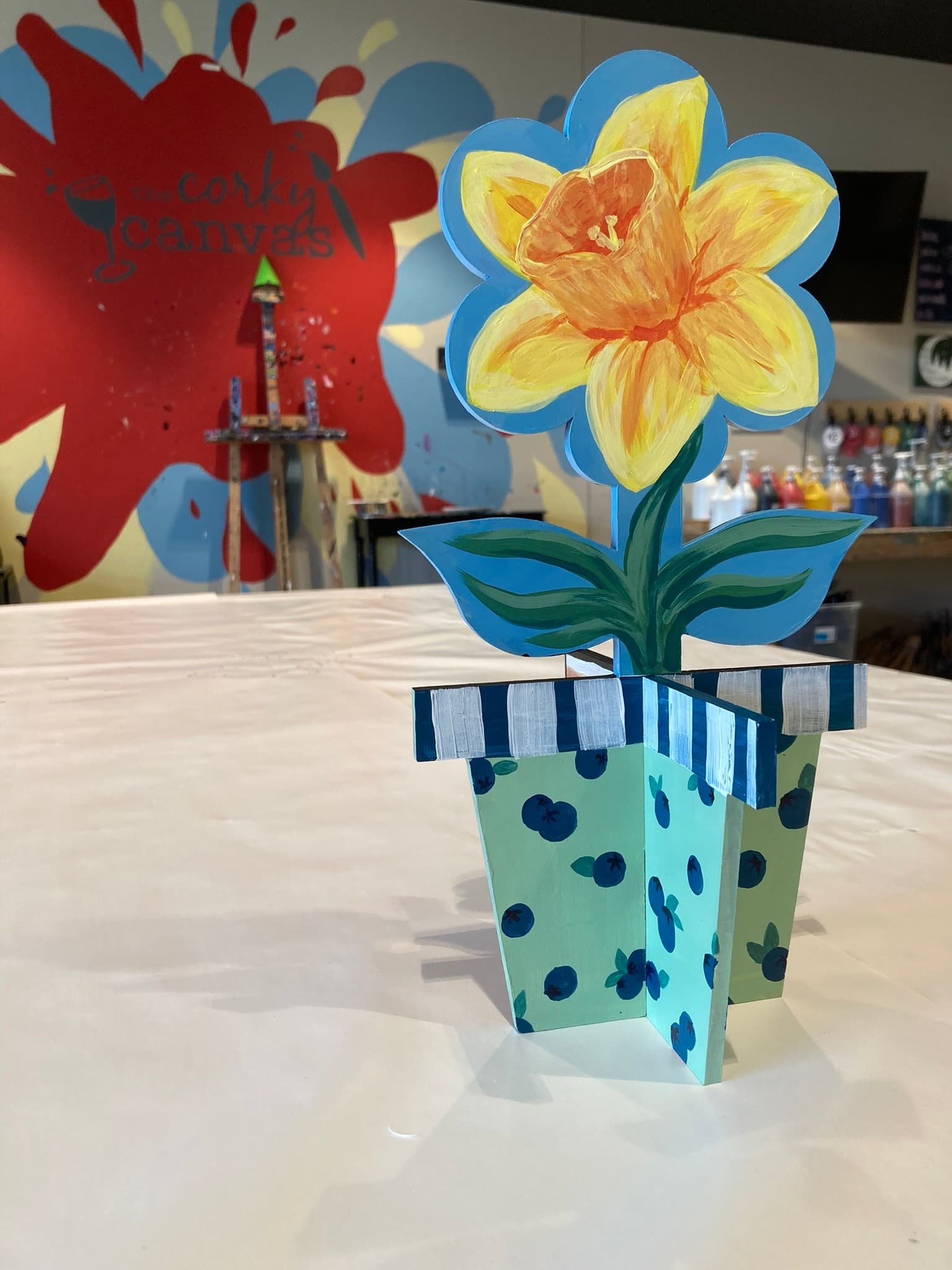 Omaha Paint & Pour: 3D Flower Pot Workshop at Corky Canvas photo 2