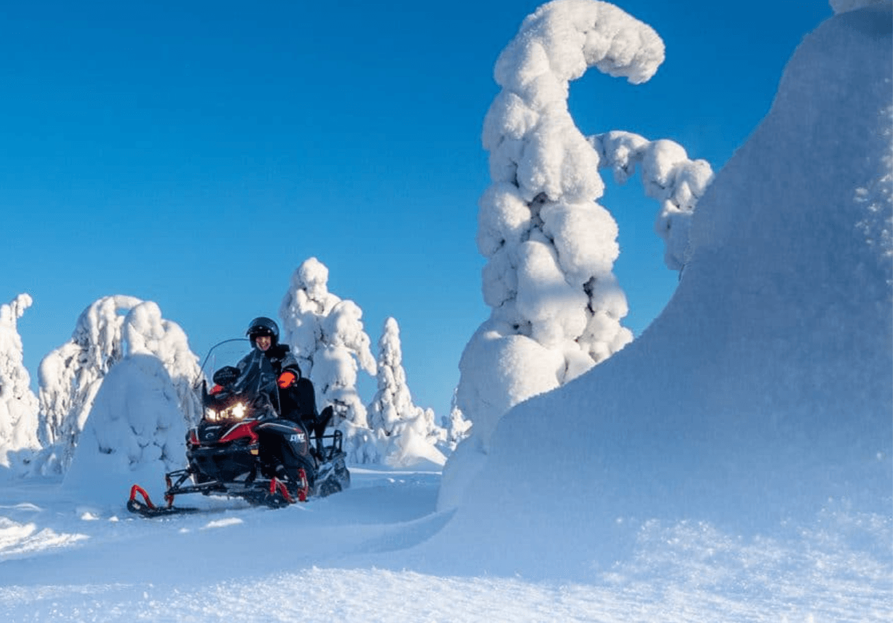 Snowmobile Safari and Ice Fishing on Iso-Syöte: Arctic Lake Adventure Near Syöte
