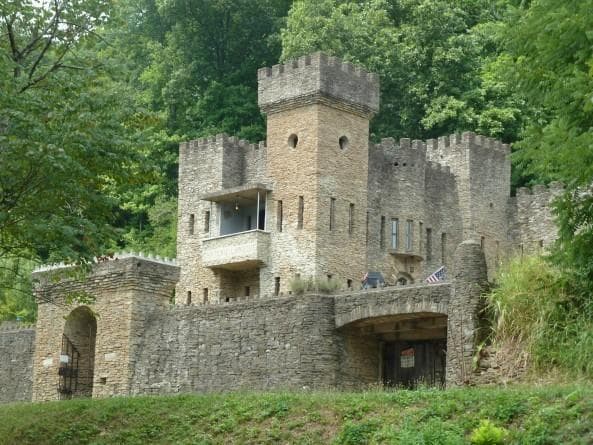 Stone castle ruins in woodland offering adventurous exploration