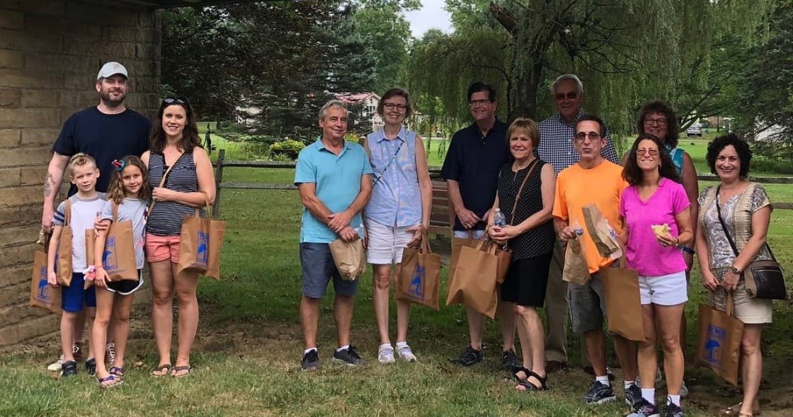 Small group on outdoor Pittsburgh neighborhood food walk