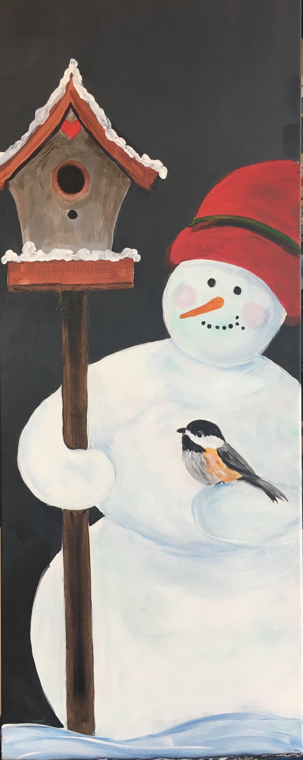 Paint a 12x24 Masterpiece: Snow Buddies Guided Canvas Class in Woodbury