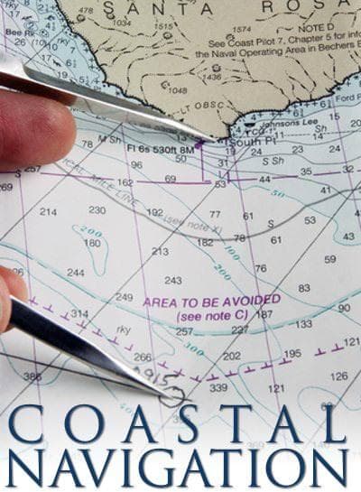 Coastal navigation chart and tools, route planning for sailors