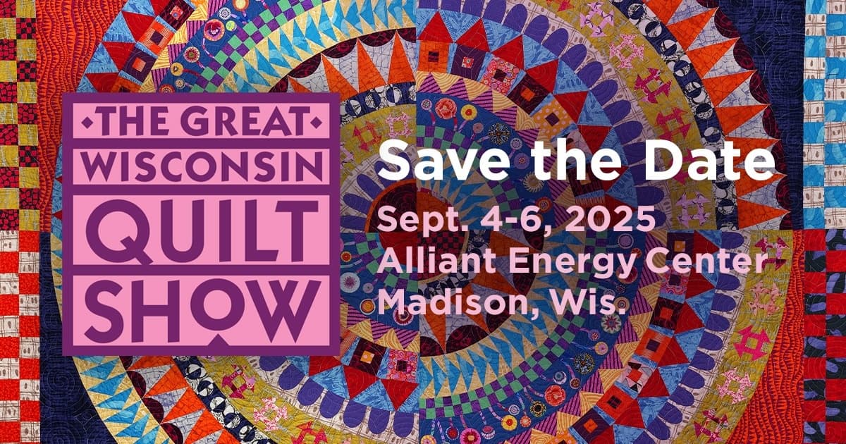 Colorful quilt show Save the Date banner Madison Wisconsin
