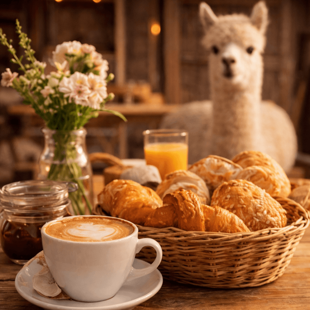 Breakfast & Alpaca Walk in Sumpfohren: Barn Café Morning near Hüfingen