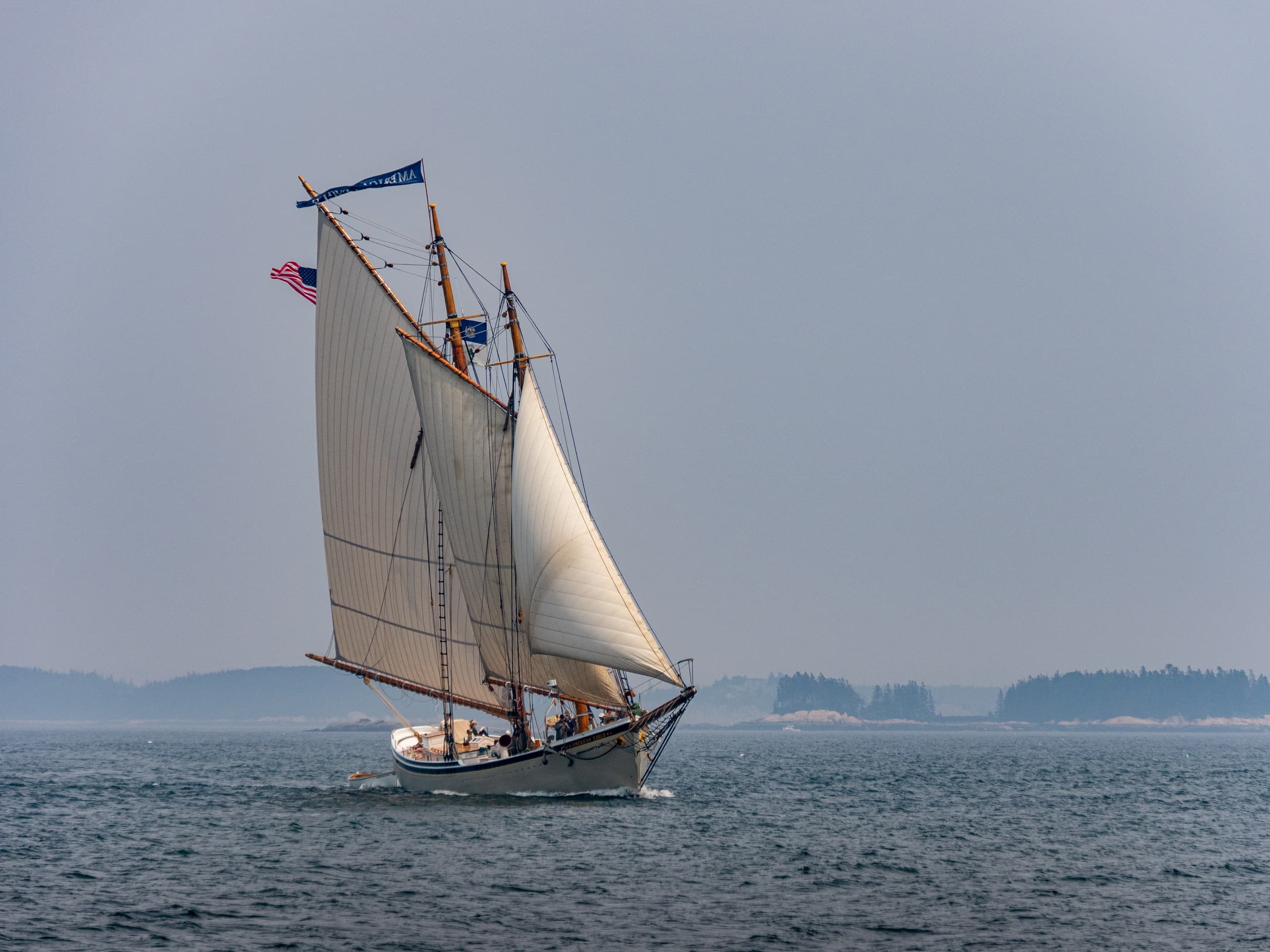 Sailing Adventure with Schooner American Eagle in Coastal Area
