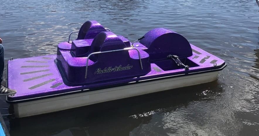 Paddle Boat on Lake Estes with Lake Estes Marina in Colorado